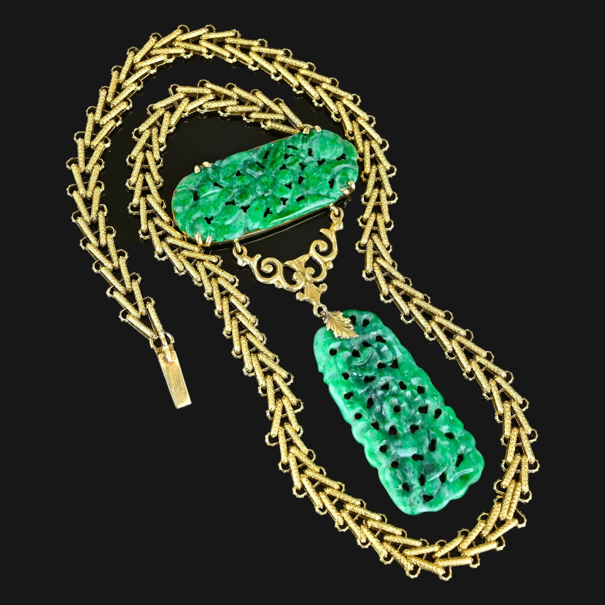 Art Deco 14K Gold Walter Lampl Jade Necklace