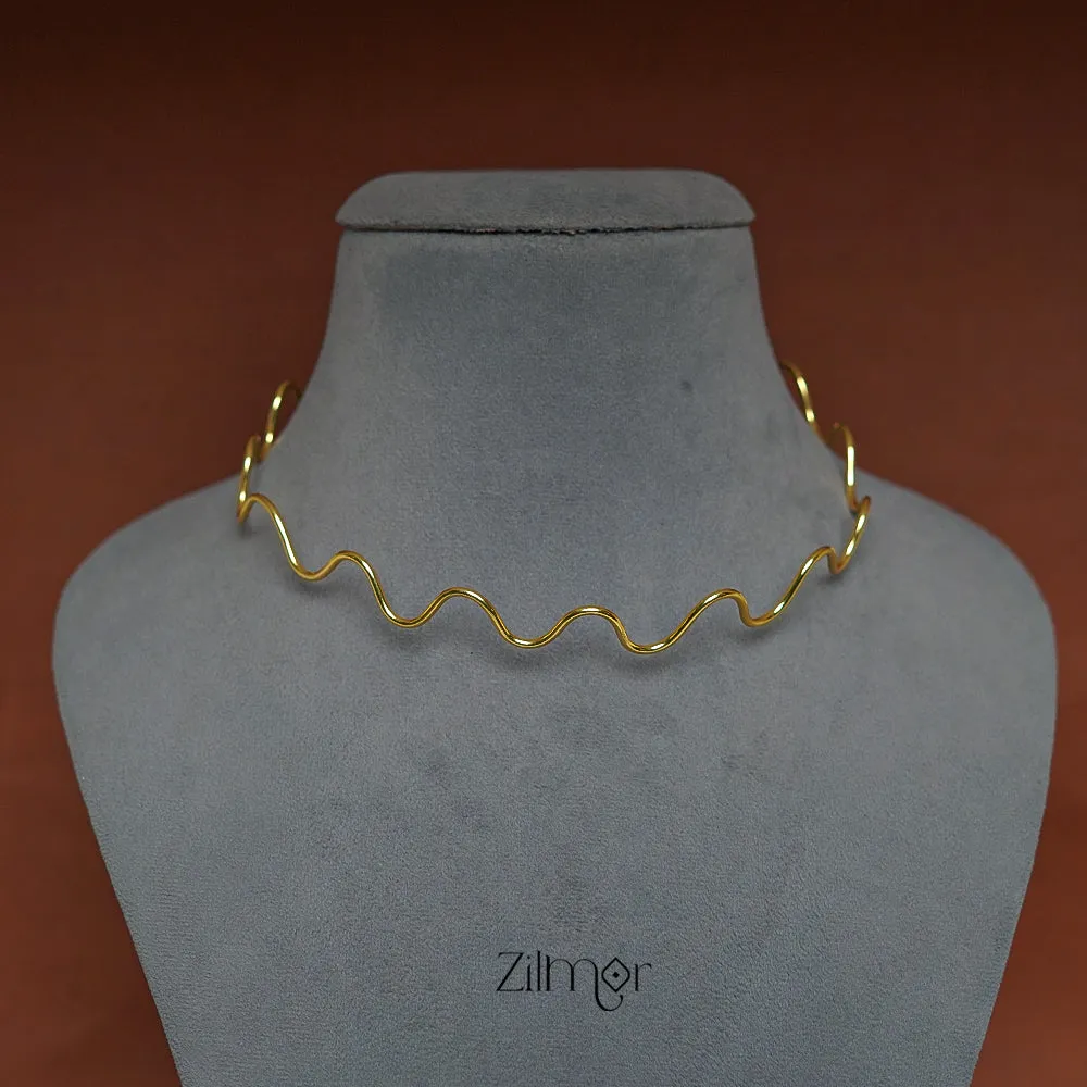 AS1011331 - Zig Zag Collar Choker Necklace