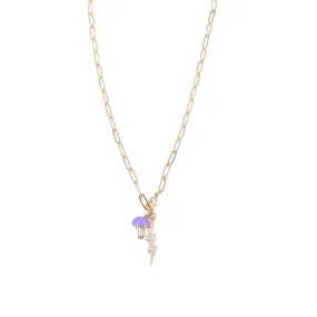 Ashley Gold Stainless Steel Gold Plated Double Charm CZ Necklace