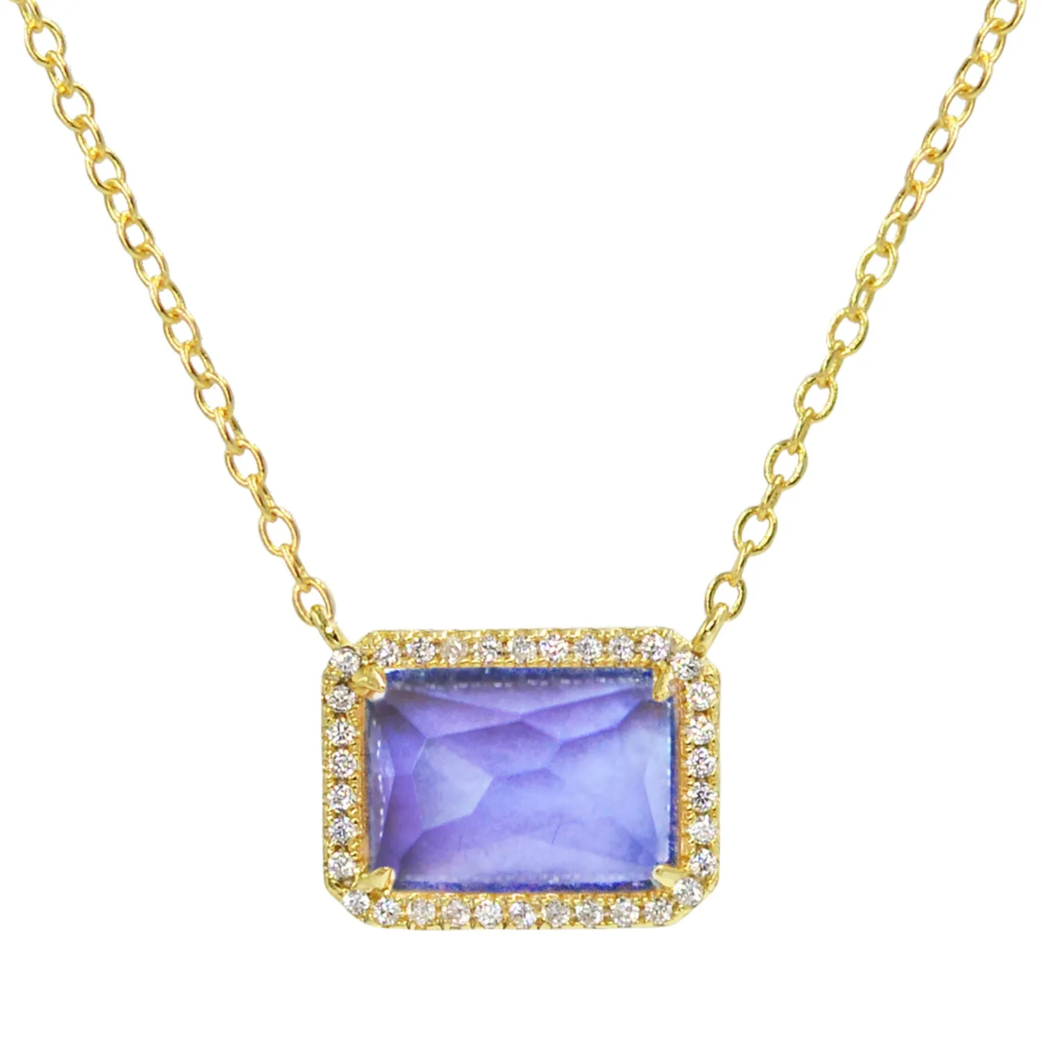 Atiena - Lab Created Rectangle Gemstone Necklace