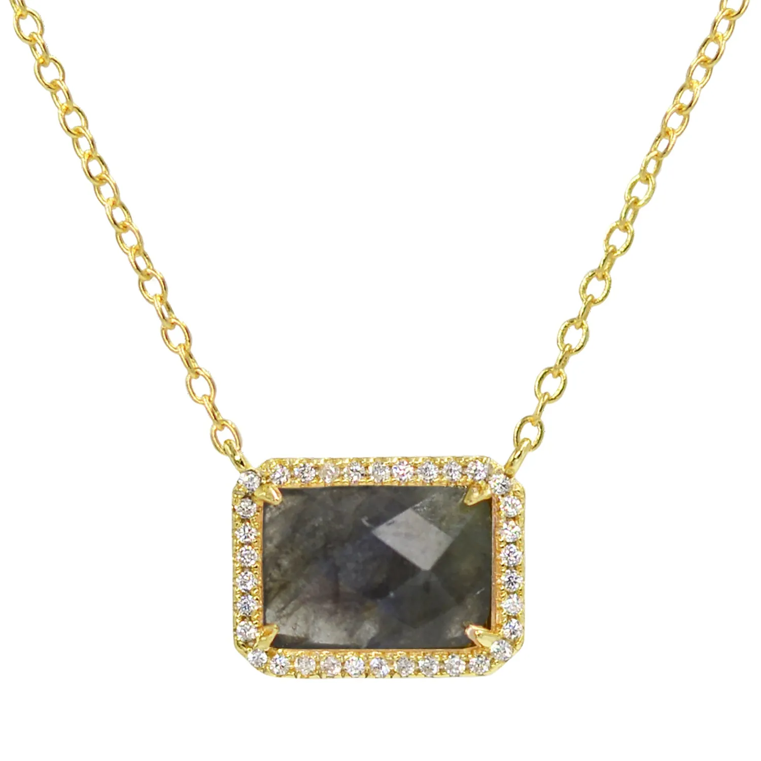 Atiena - Lab Created Rectangle Gemstone Necklace