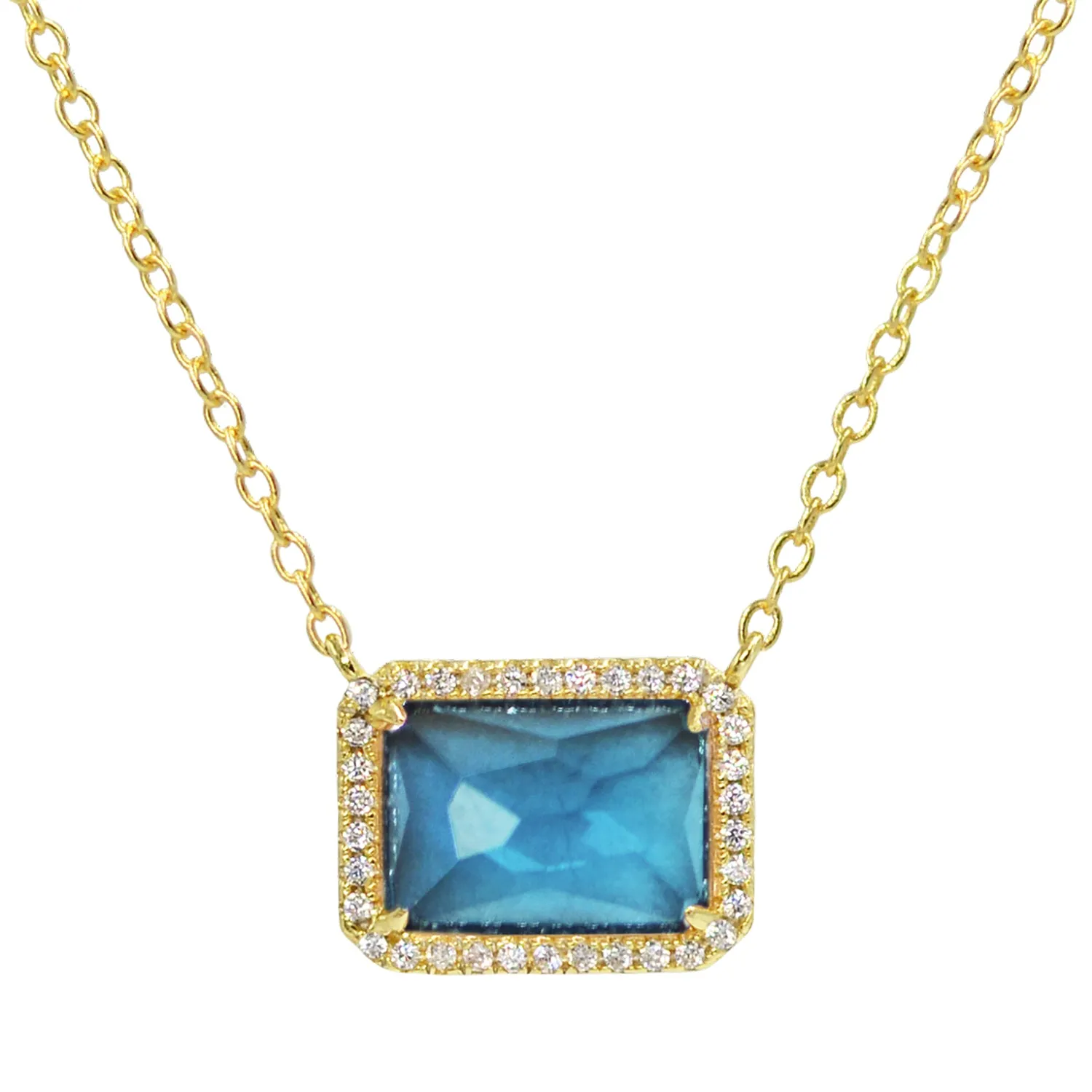 Atiena - Lab Created Rectangle Gemstone Necklace