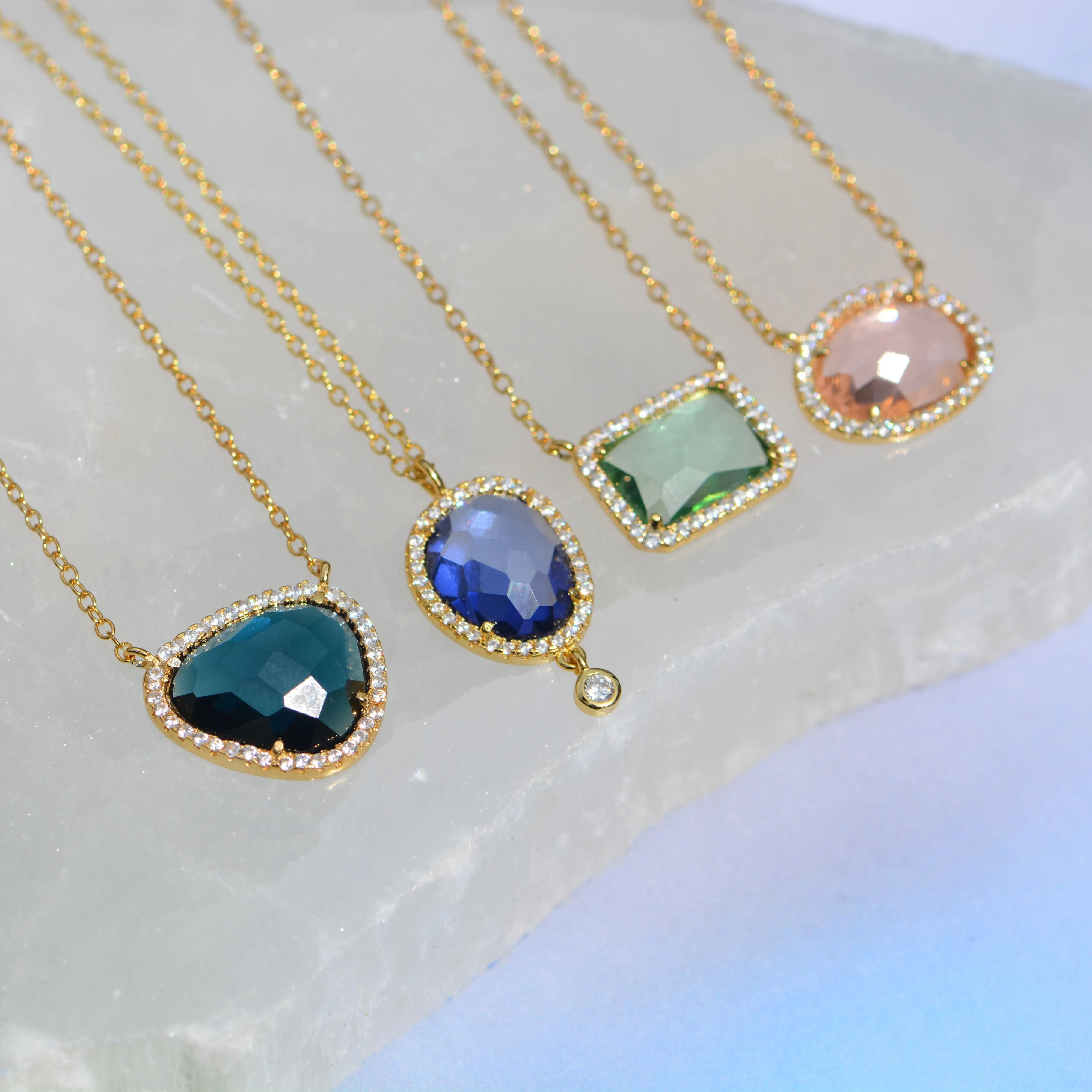 Atiena - Lab Created Rectangle Gemstone Necklace