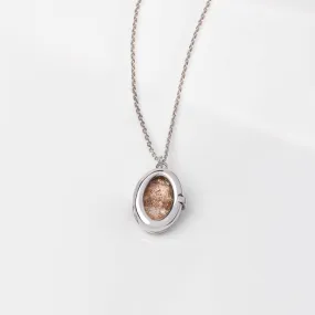 Aura Citrine Quartz Silver Locket Necklace