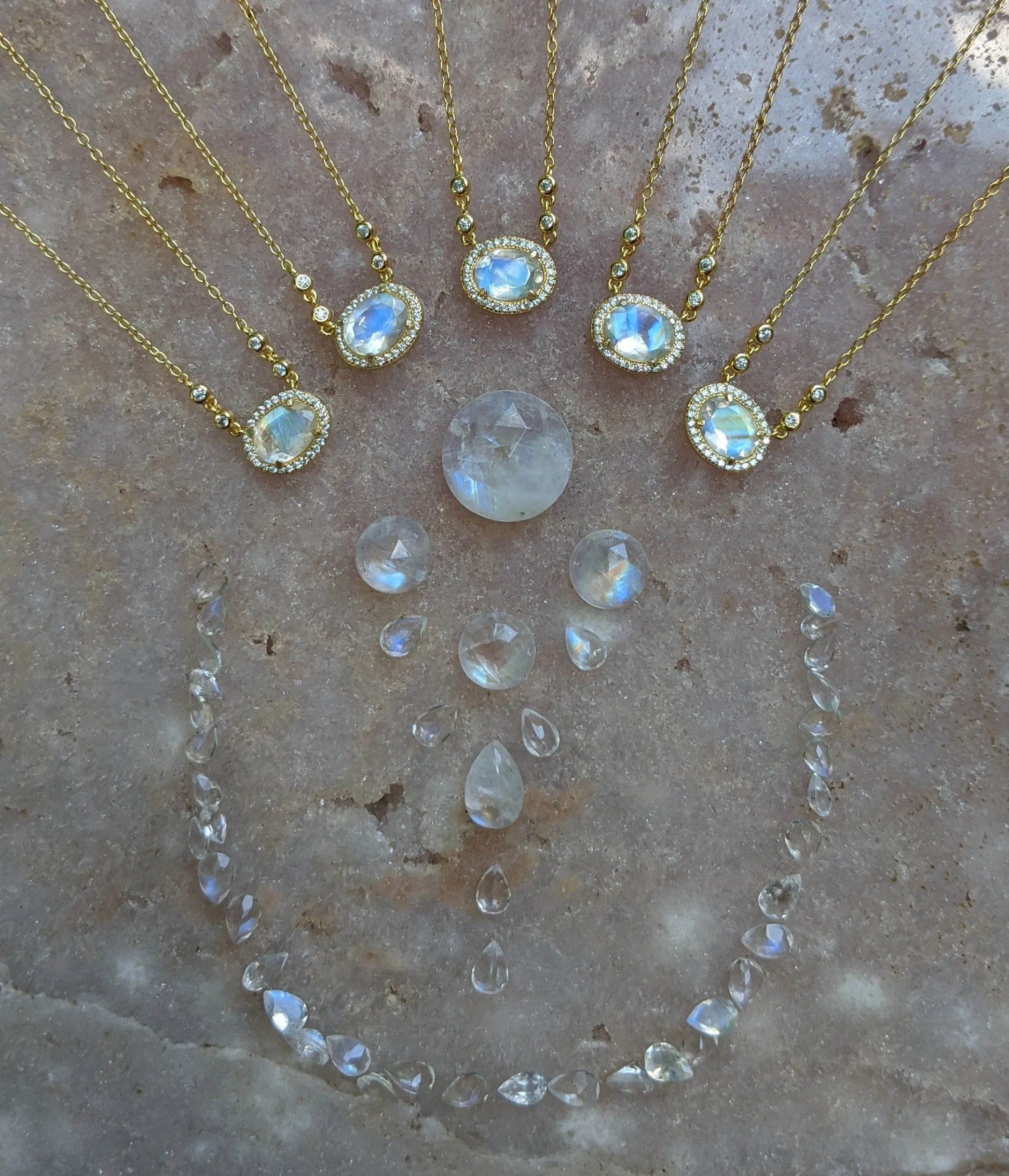 Aura Rainbow Moonstone Gemstone Necklace