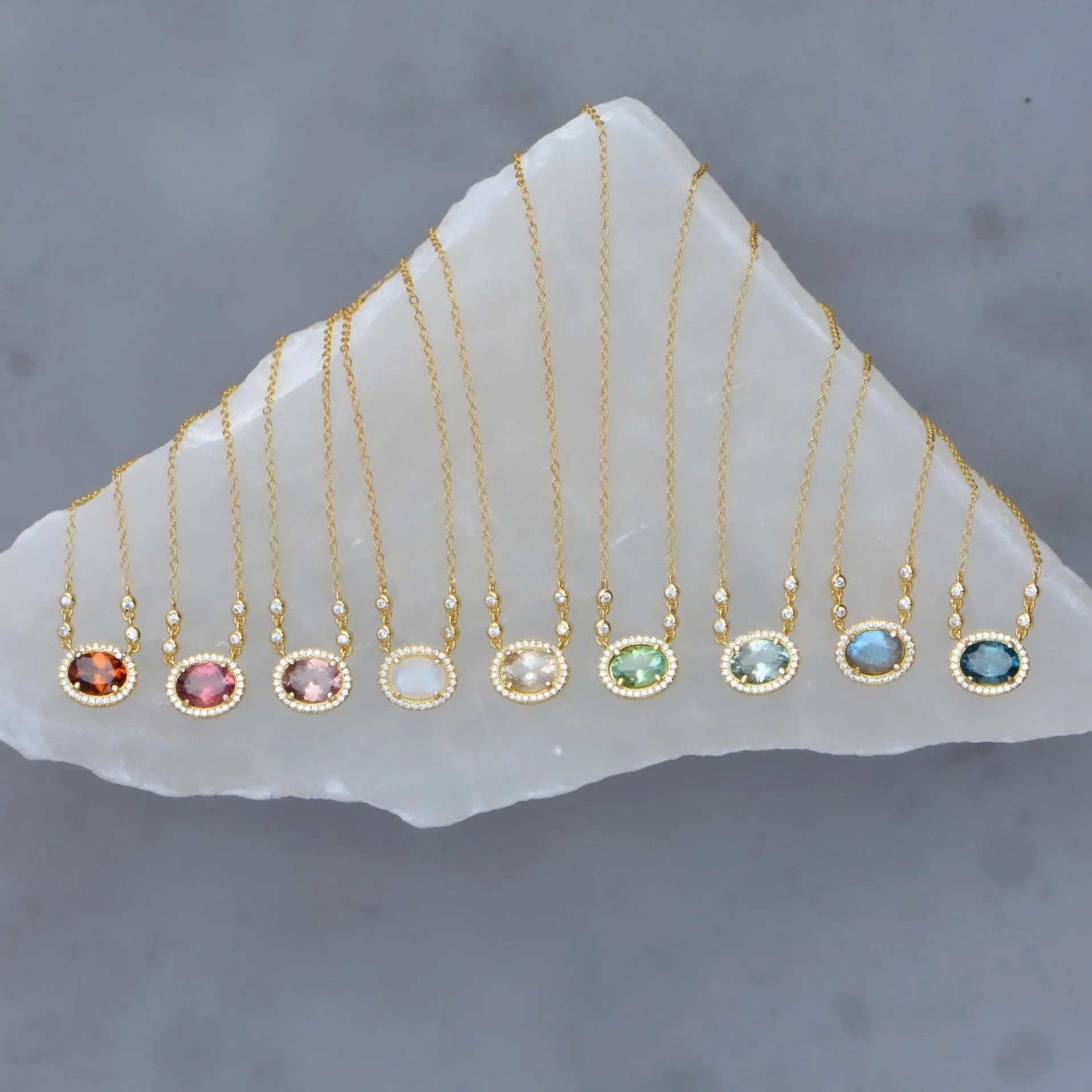 Aura Rainbow Moonstone Gemstone Necklace