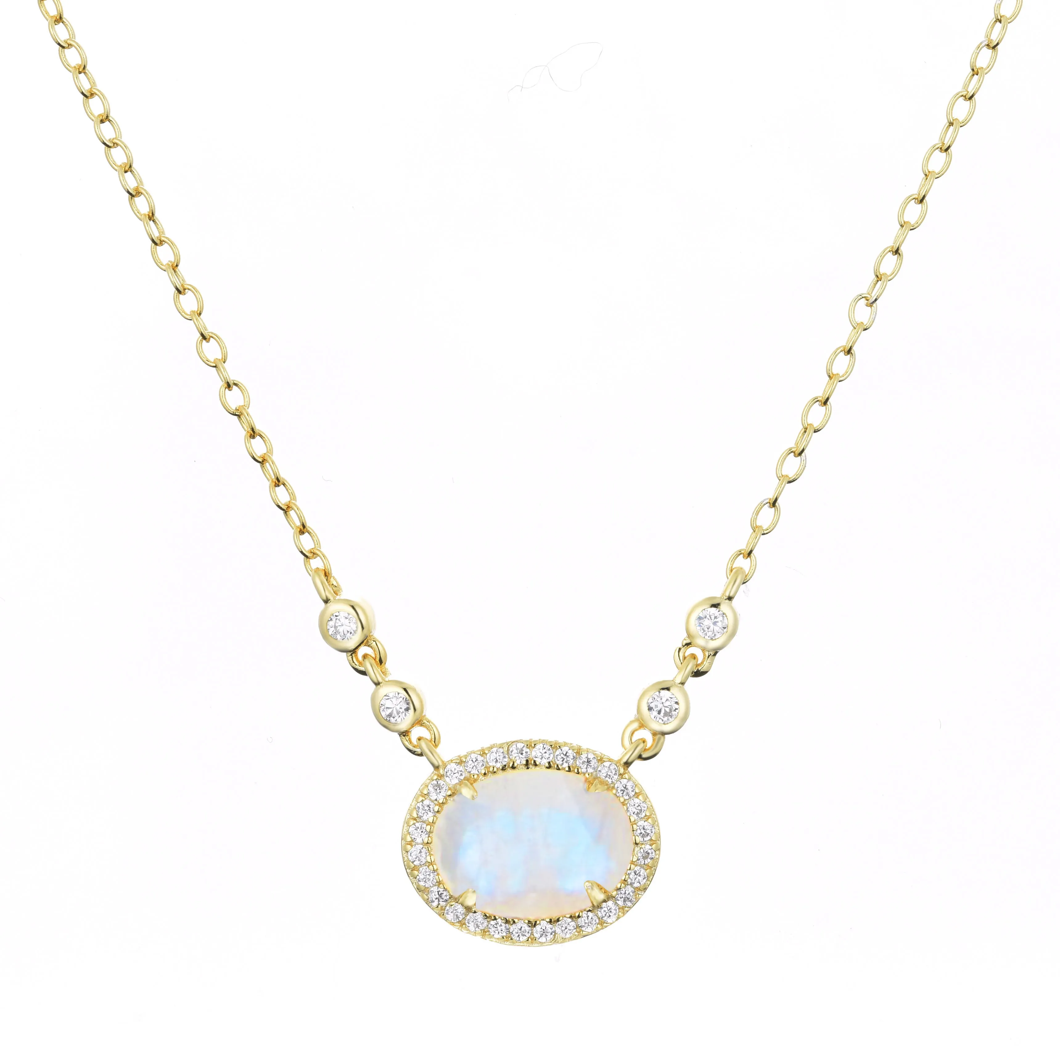 Aura Rainbow Moonstone Gemstone Necklace