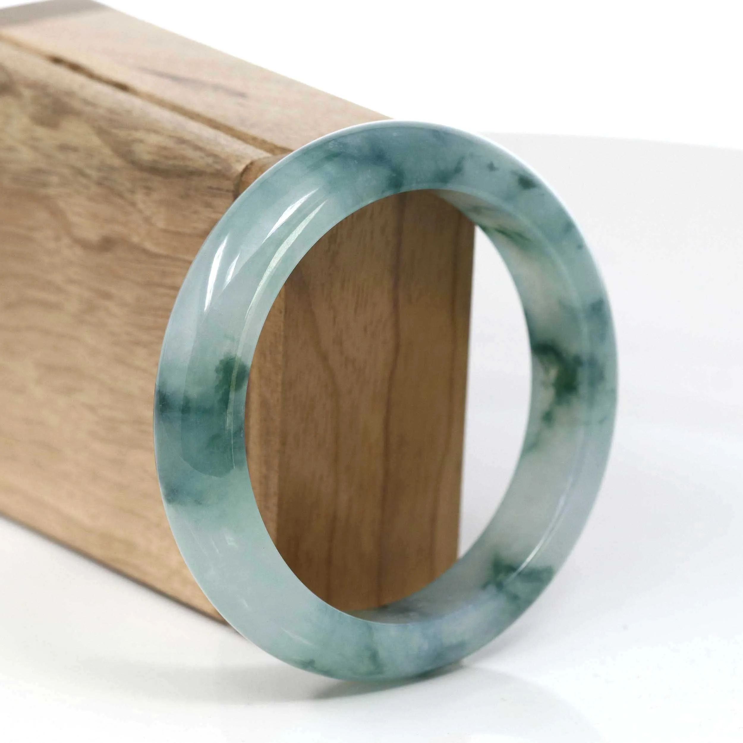 Baikalla High-end Burmese Ice Blue-Green Jade Jadeite Bangle Bracelet (57.76mm) ( Collectibles )T091