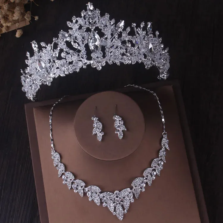 Baroque Crystal Bridal Jewelry Sets Tiaras Earrings Necklaces Costume Accessory Sets