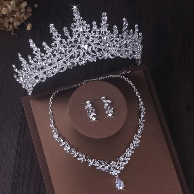 Baroque Crystal Bridal Jewelry Sets Tiaras Earrings Necklaces Costume Accessory Sets