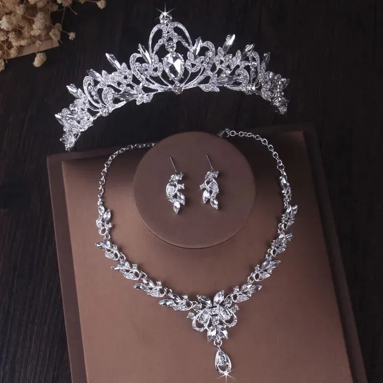 Baroque Crystal Bridal Jewelry Sets Tiaras Earrings Necklaces Costume Accessory Sets