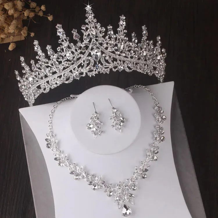 Baroque Crystal Bridal Jewelry Sets Tiaras Earrings Necklaces Costume Accessory Sets