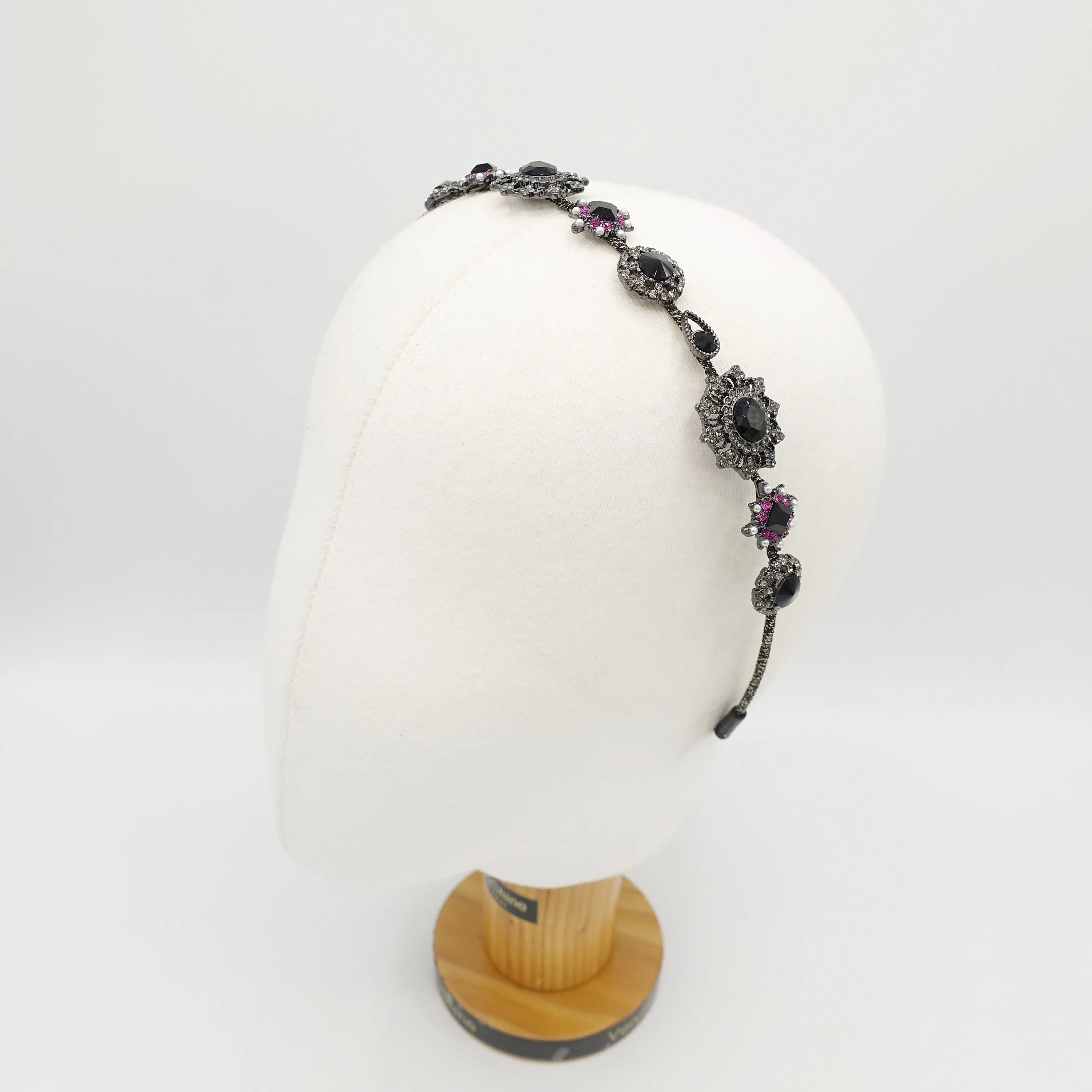 baroque pattern rhinestone embellished metal thin headband