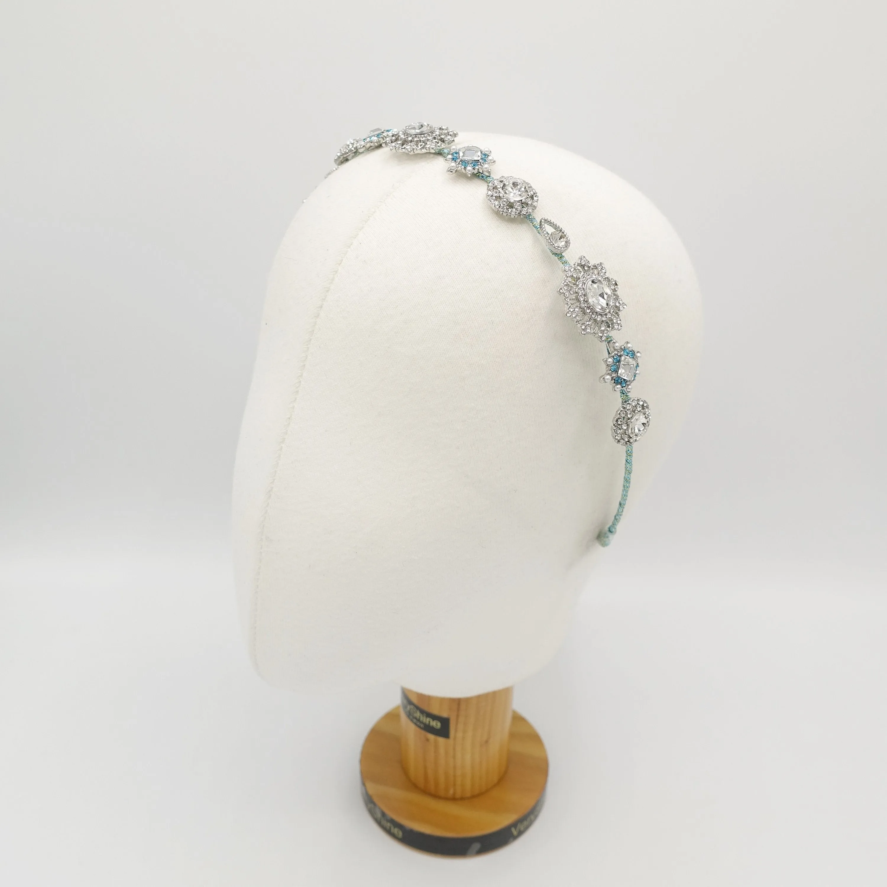 baroque pattern rhinestone embellished metal thin headband