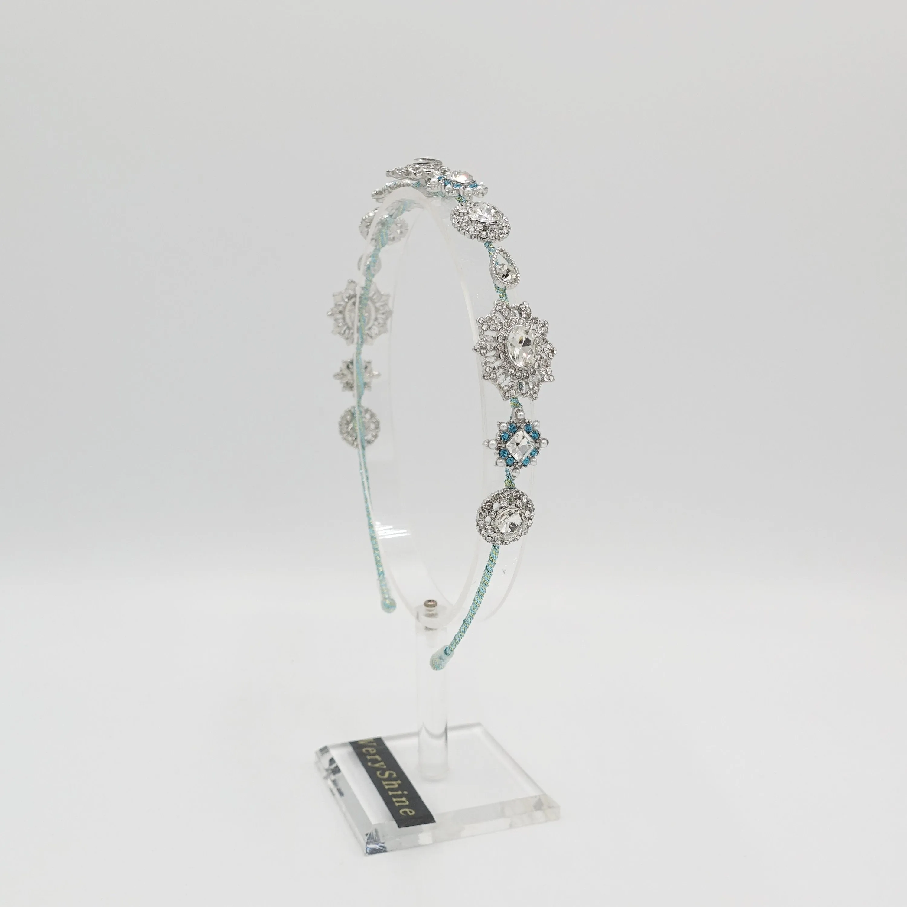 baroque pattern rhinestone embellished metal thin headband