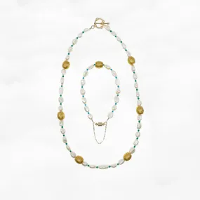 Baroque Pearl Necklace and Bracelet Set with Auspicious Clouds