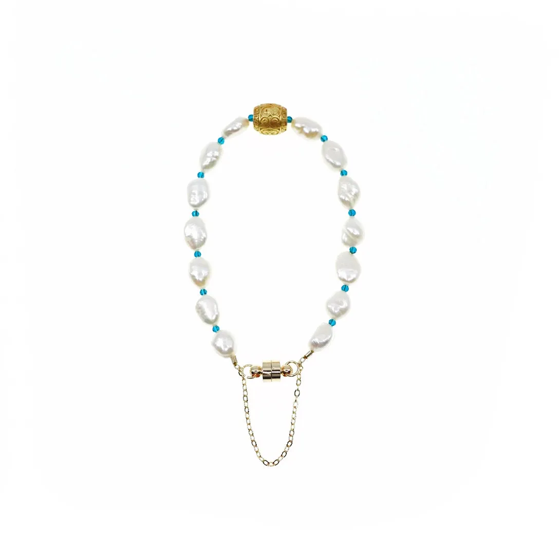 Baroque Pearl Necklace and Bracelet Set with Auspicious Clouds