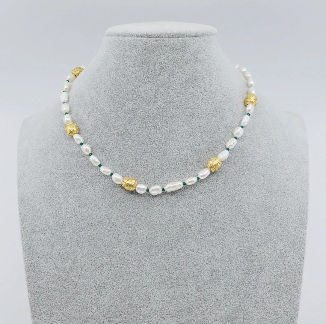 Baroque Pearl Necklace and Bracelet Set with Auspicious Clouds