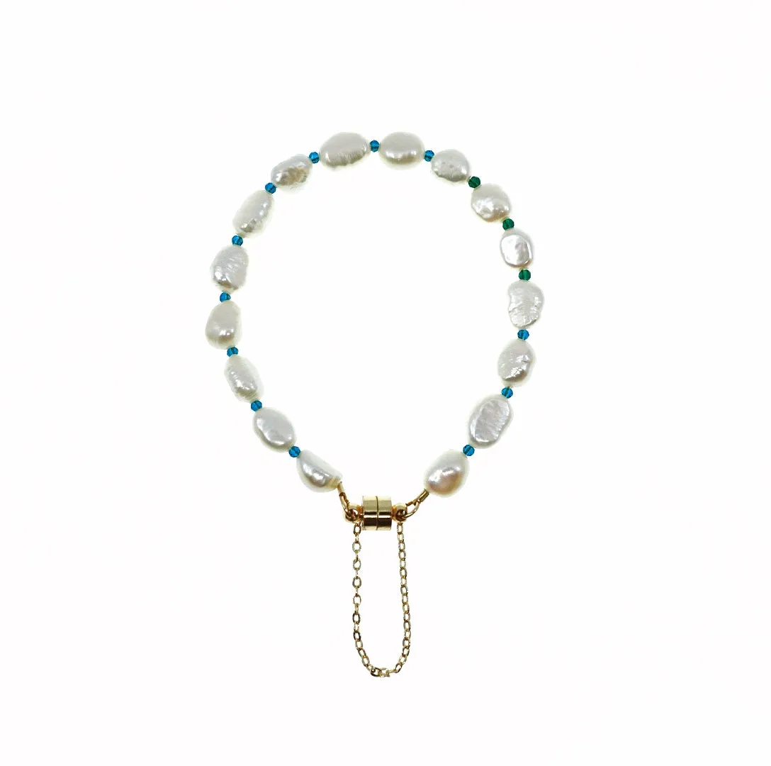 Baroque Pearl Necklace and Bracelet Set with Auspicious Clouds