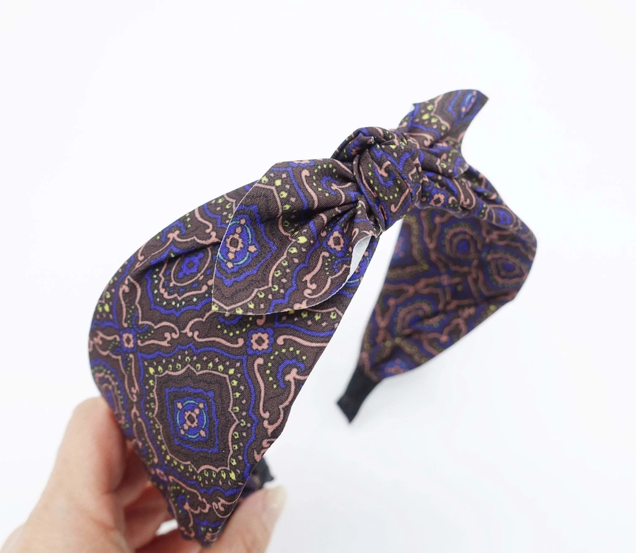 baroque print headband bow knotted hairband casual hair accessory for women