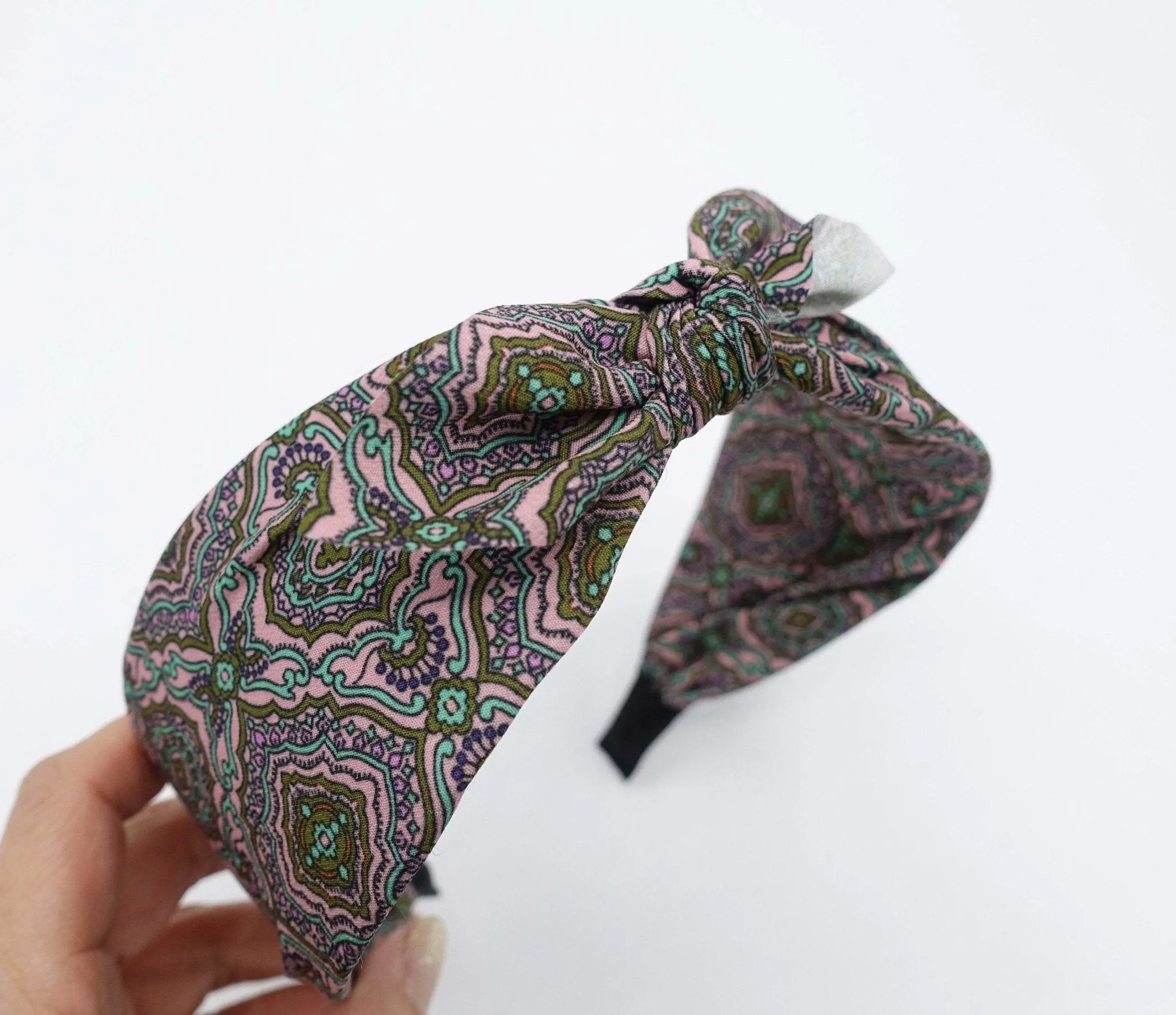 baroque print headband bow knotted hairband casual hair accessory for women