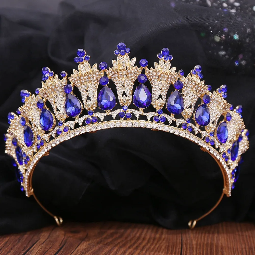 Baroque Stately Luxury Crown-Tiara-Quinceanera-Bridal-Wedding Hair Accessories and Jewelry