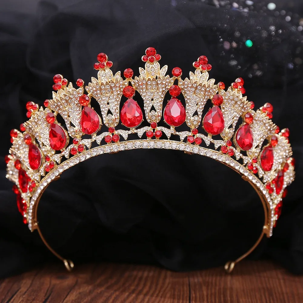 Baroque Stately Luxury Crown-Tiara-Quinceanera-Bridal-Wedding Hair Accessories and Jewelry