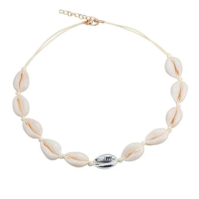 Beach Seashell Choker Beaded Necklace