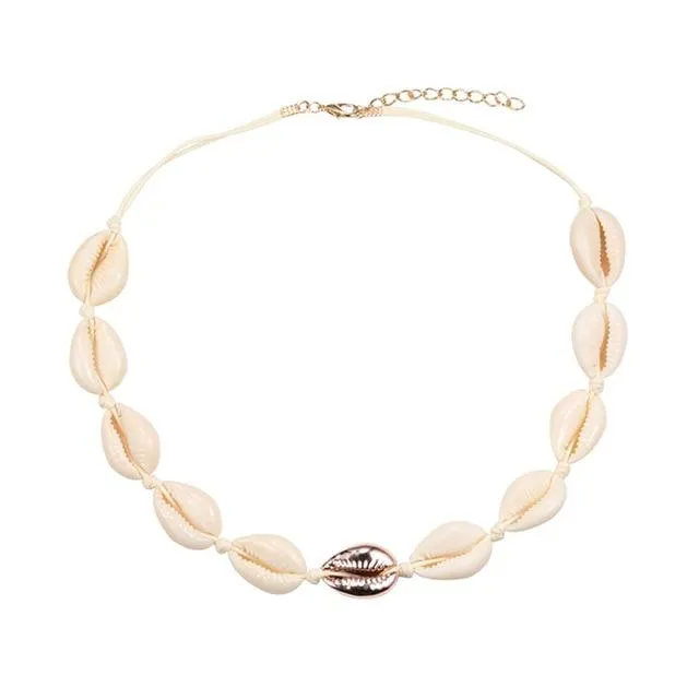 Beach Seashell Choker Beaded Necklace