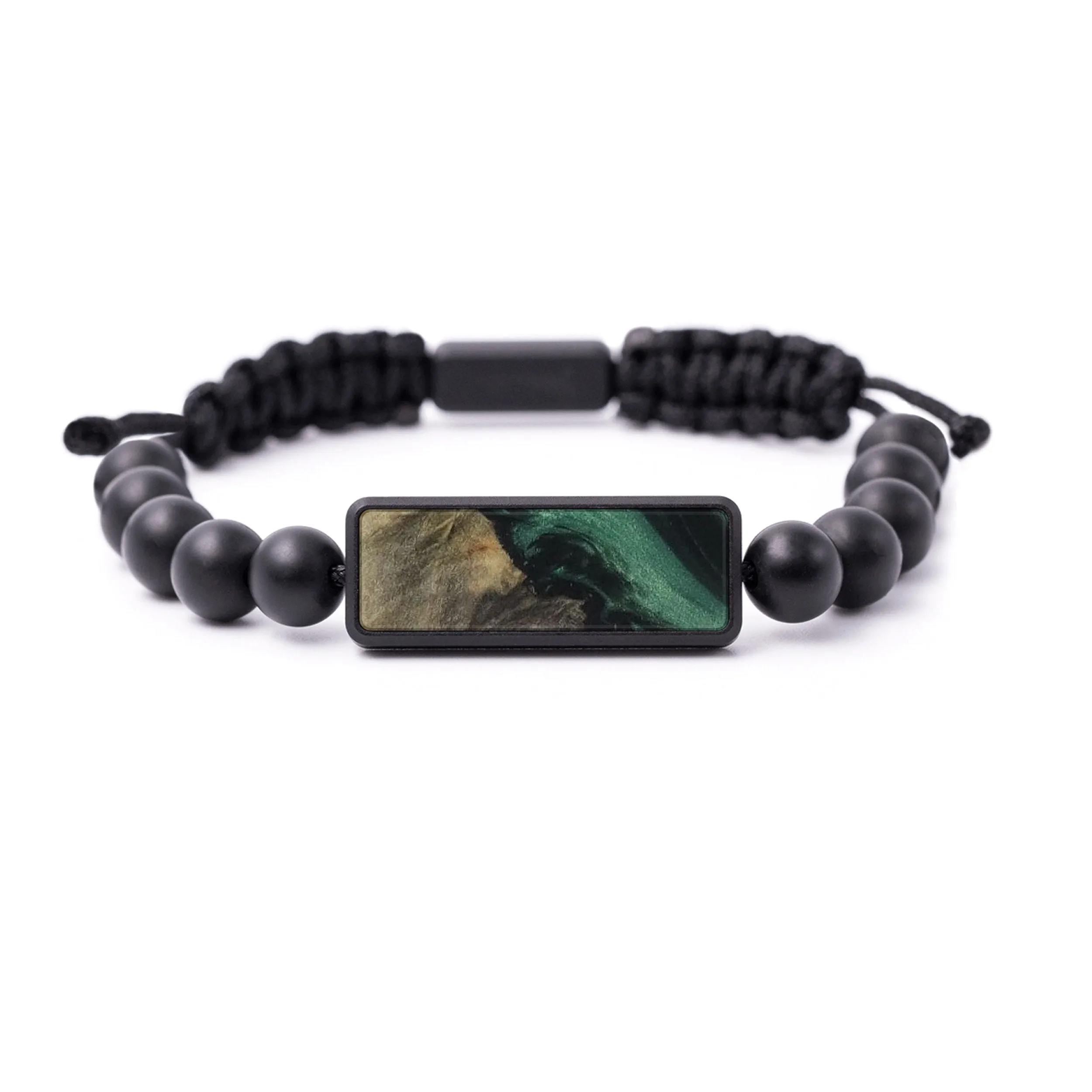 Bead Wood Resin Bracelet - Joe (Dark Green, 589024)