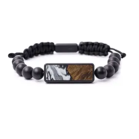 Bead Wood Resin Bracelet - Leonanie (Black & White, 592627)