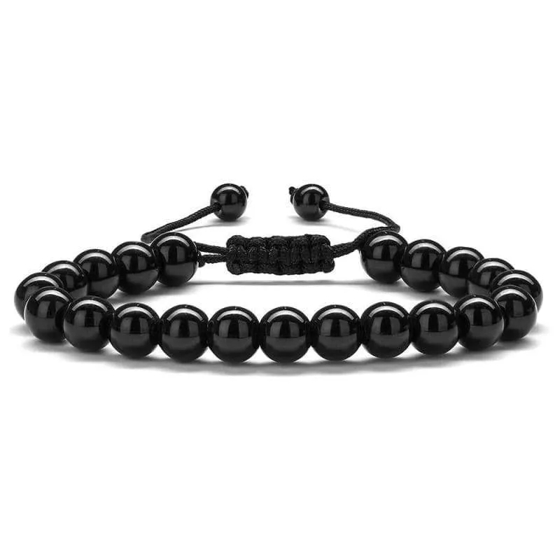 Beaded Bracelets for Men Black Onyx - 8mm Tiger's Eye Stone Beads Bracelet  Natural Matte Agate Onyx Yoga Essential Oils Anxiety Aromatherapy Bracelets Jewelry Birthday Gifts for Men