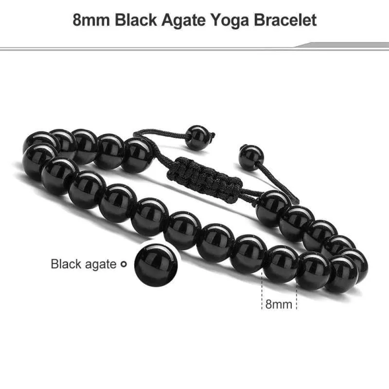 Beaded Bracelets for Men Black Onyx - 8mm Tiger's Eye Stone Beads Bracelet  Natural Matte Agate Onyx Yoga Essential Oils Anxiety Aromatherapy Bracelets Jewelry Birthday Gifts for Men