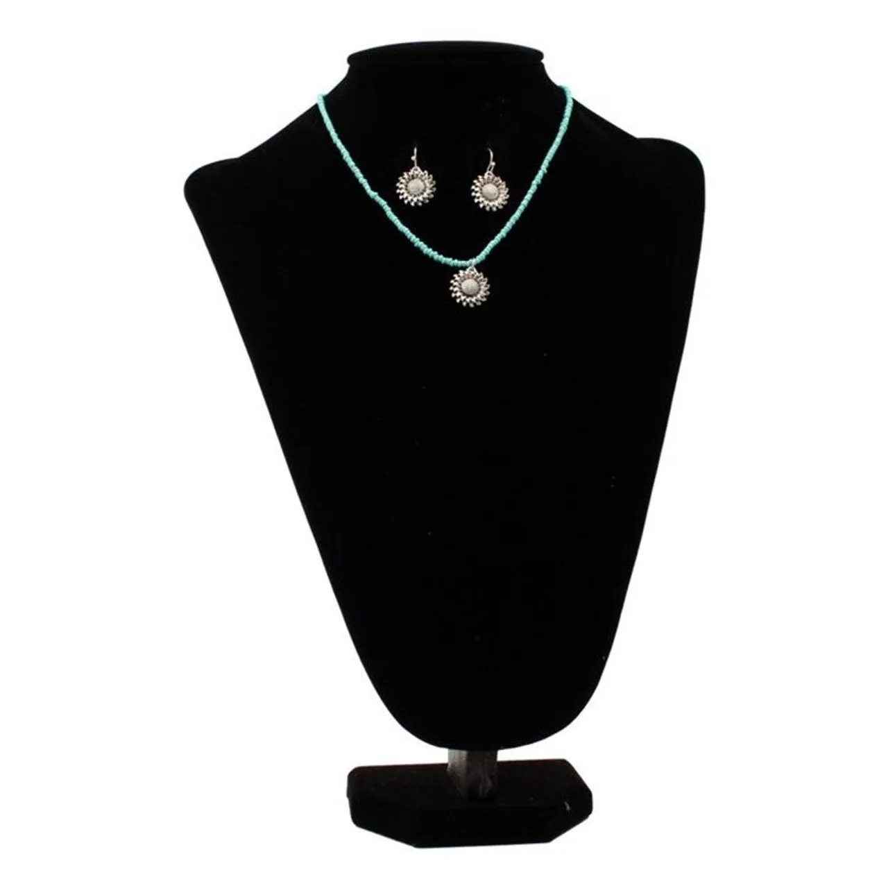 Beaded Sunflower Jewelry Set - Turquoise