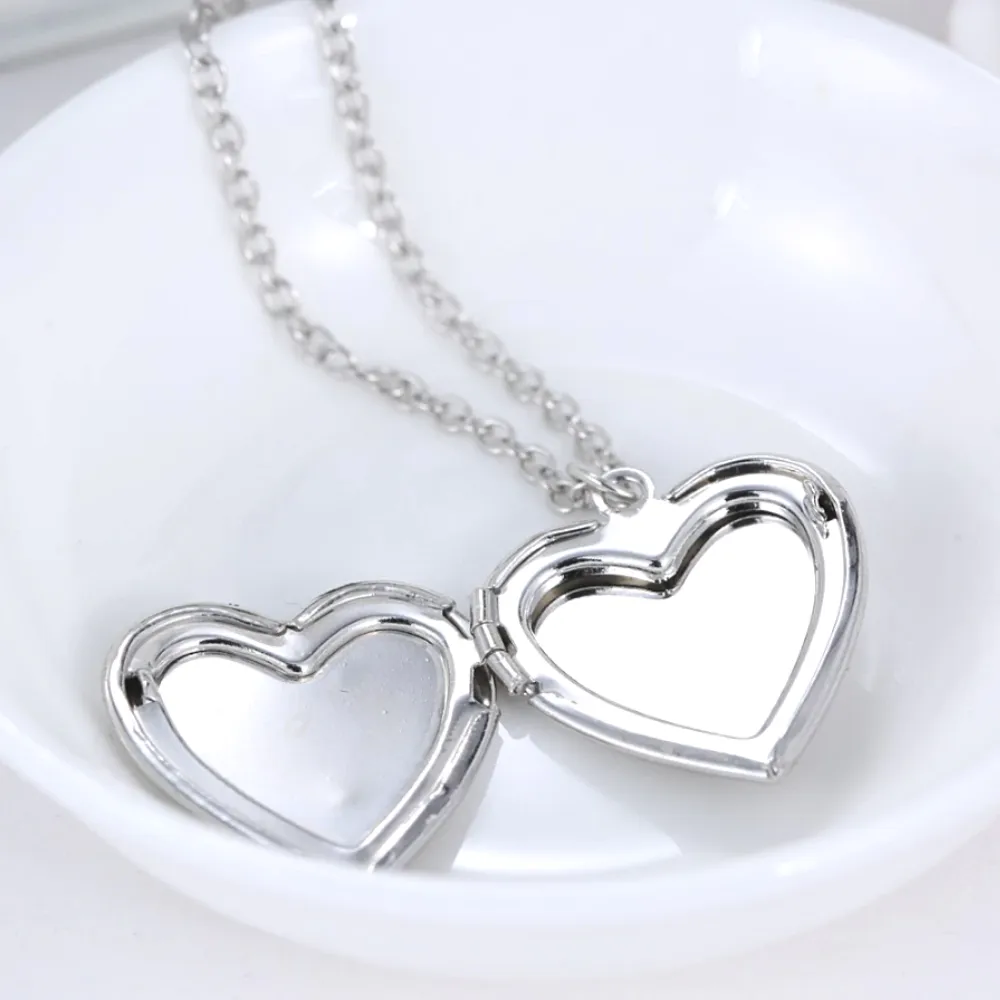 Beaming Heart Glow in The Dark Silver Love Locket Necklace For Woman