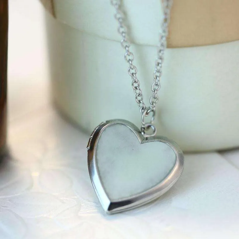 Beaming Heart Glow in The Dark Silver Love Locket Necklace For Woman