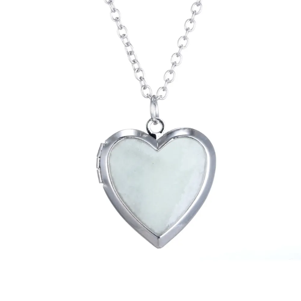 Beaming Heart Glow in The Dark Silver Love Locket Necklace For Woman