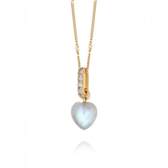 Beloved Moonstone Heart Drop Pendant 18ct Gold Plated Necklace JN02_GP