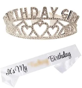 Birthday Decoration, Birthday Crown, It'S My Birthday White Satin Sash, Birthday Girl