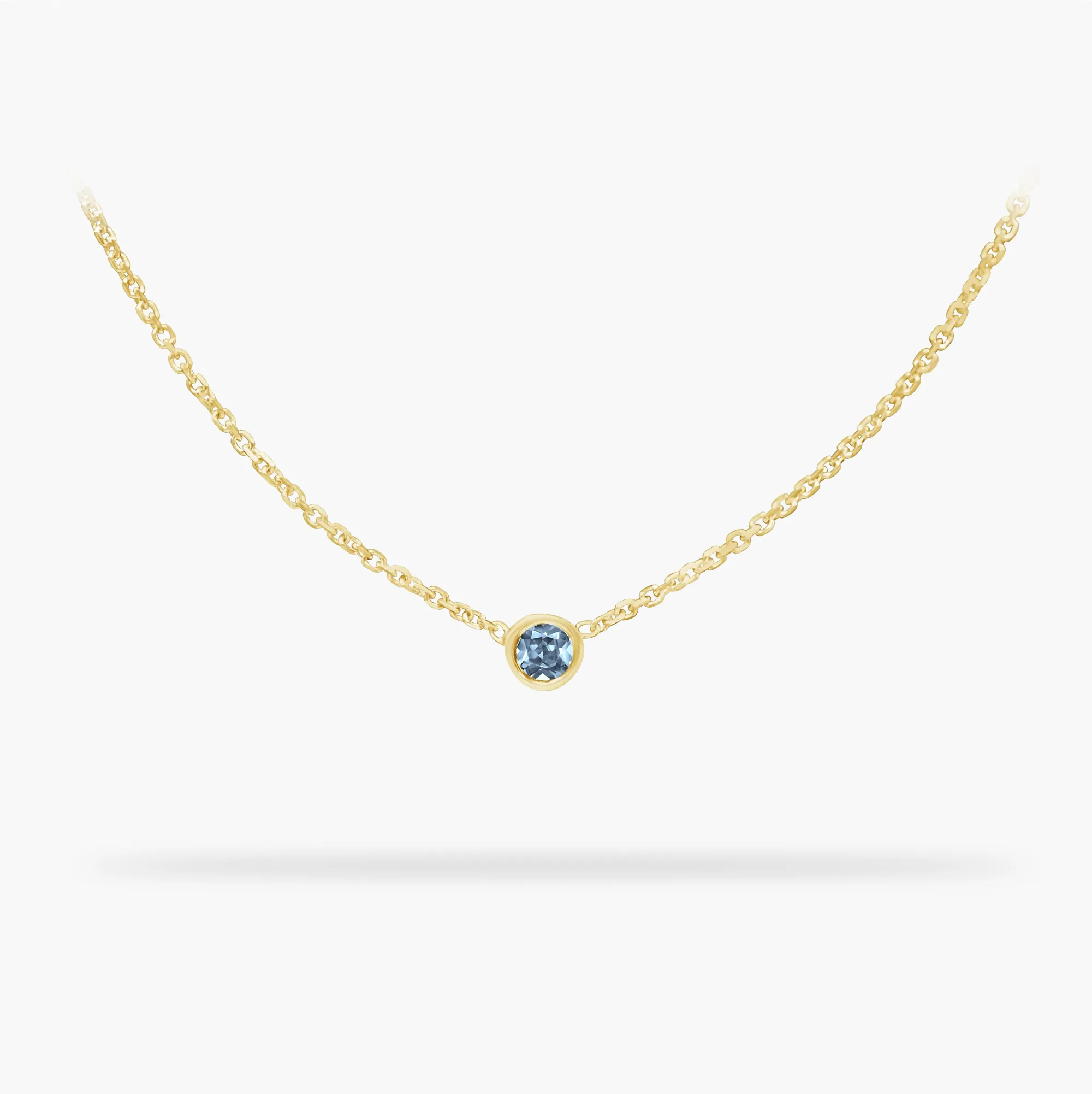 Birthstone Necklace March - Aquamarine 14K Gold Necklace