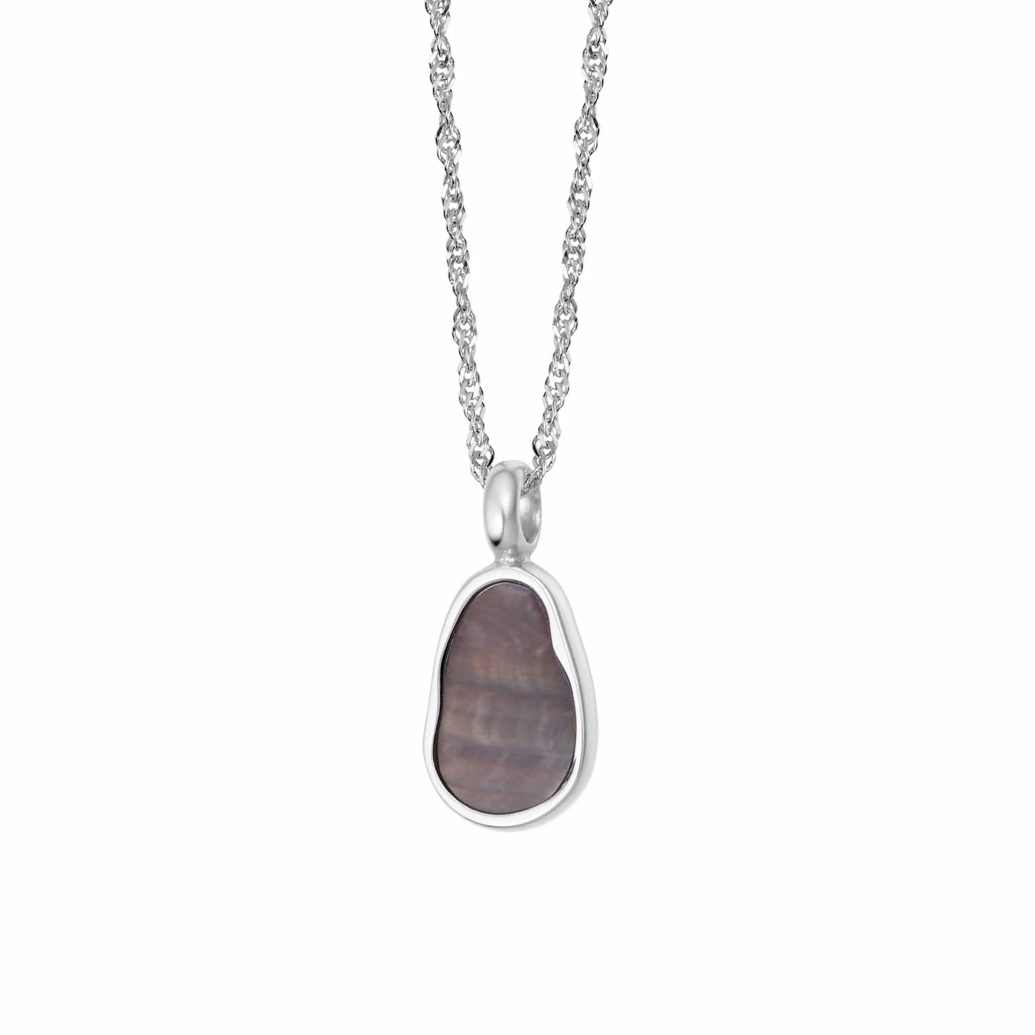 Black Mother of Pearl Necklace Sterling Silver