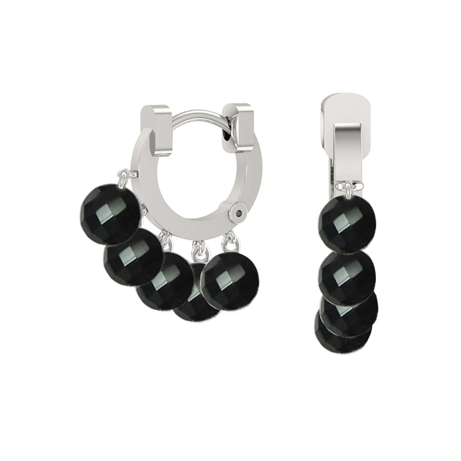 Black Onyx Briolette Earrings in Sterling Silver