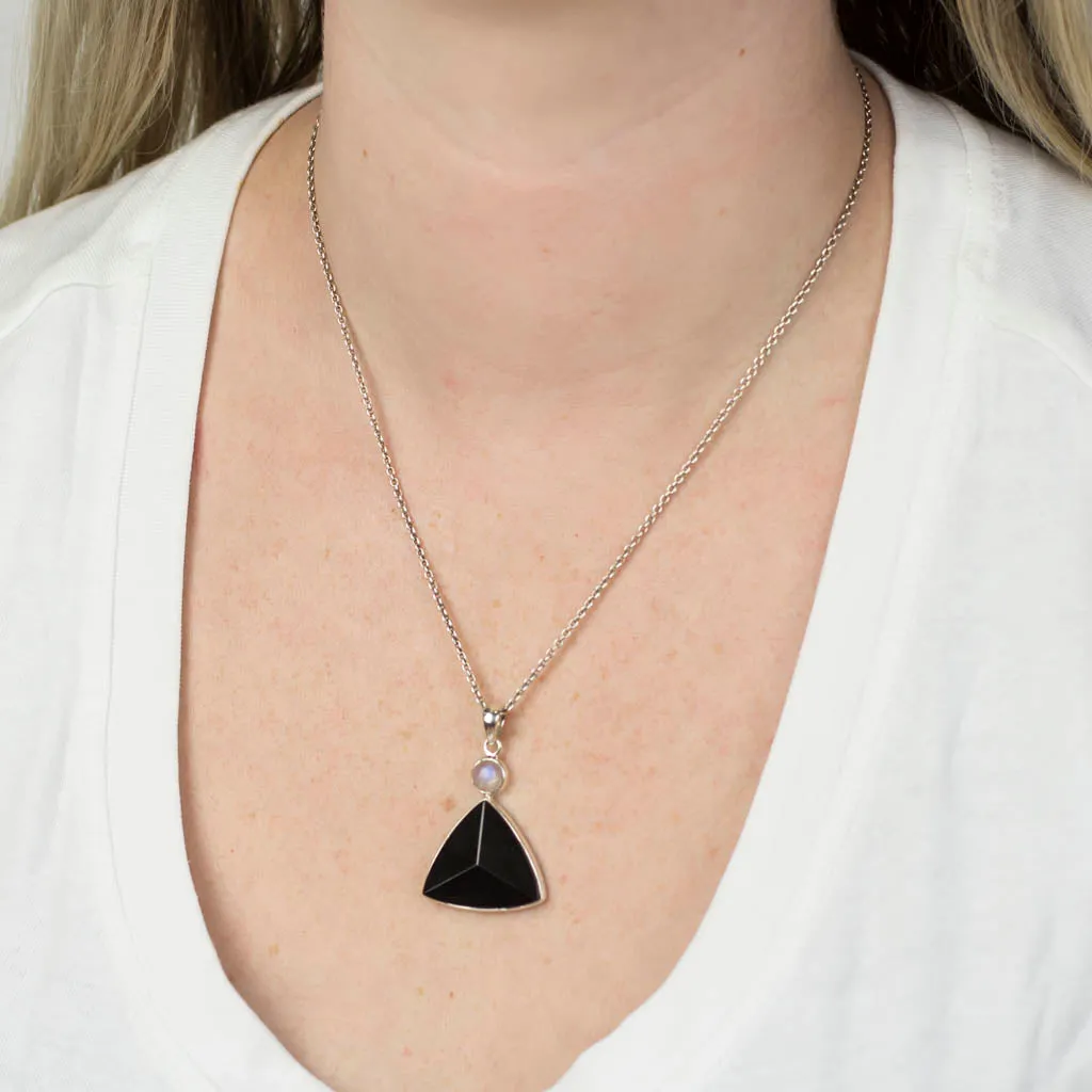 Black Tourmaline & Rainbow Moonstone Necklace