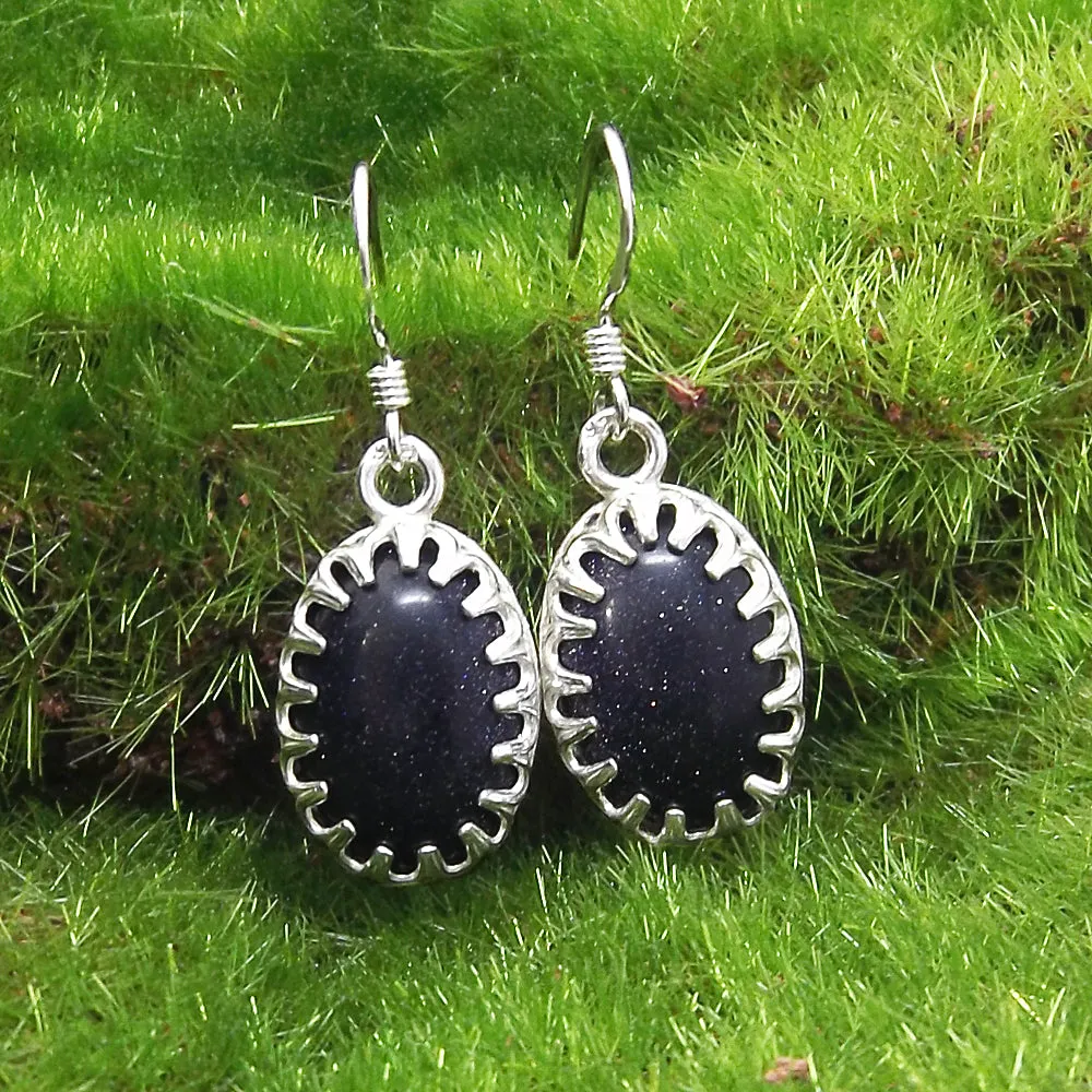 Blue Goldstone Gemstone Earrings