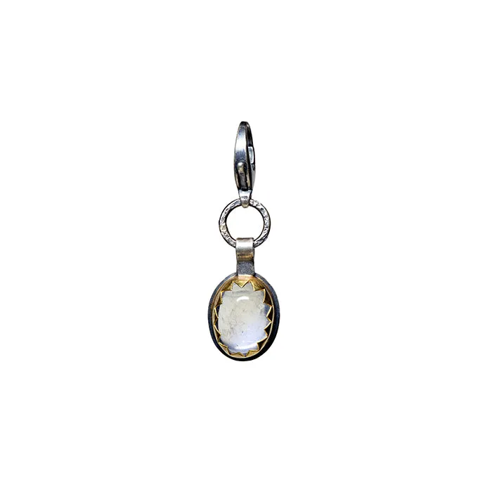 Blue Moonstone Charm - Sterling Silver   22k Gold