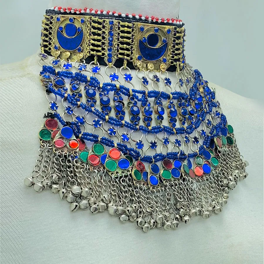 Blue Stones Handmade Kuchi Choker Necklace