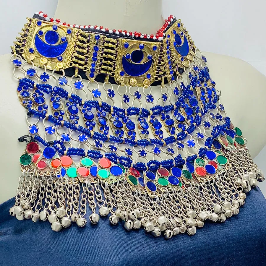 Blue Stones Handmade Kuchi Choker Necklace