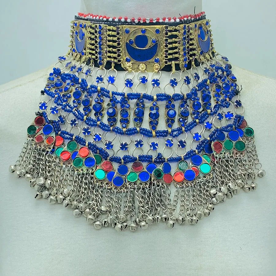 Blue Stones Handmade Kuchi Choker Necklace