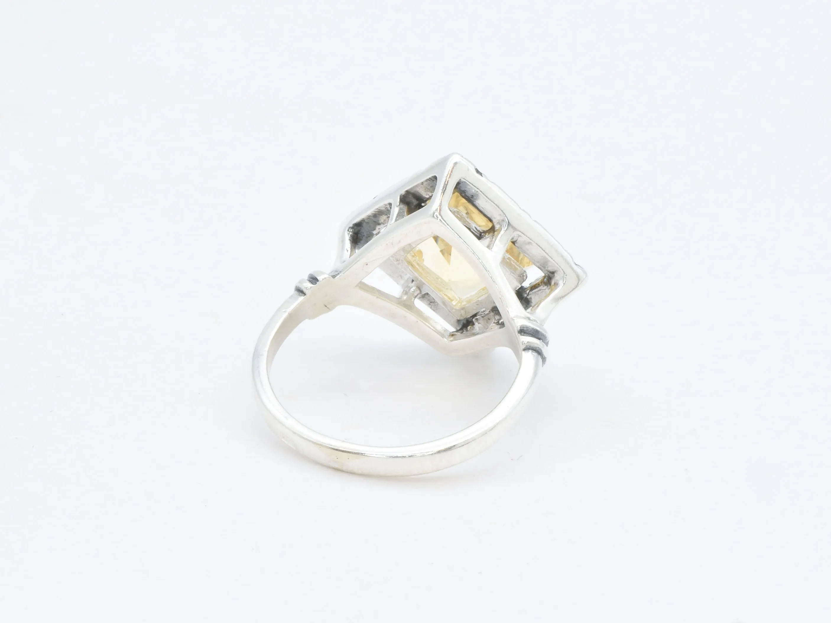 Boho Citrine Ring, Natural Citrine, Yellow Square Ring