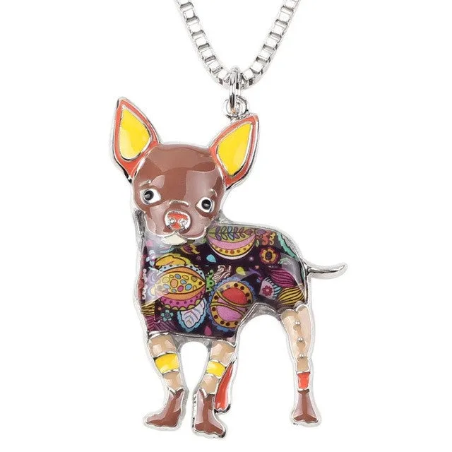 Bonsny Maxi Statement Metal Alloy Chihuahuas Dog Choker Necklace Chain Collar Pendant 2016 Fashion New Enamel Jewelry For Women